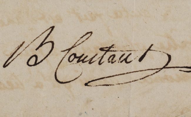 Signature autographe de Benjamin Constant. Cote IS 5552/2, BCU Lausanne.